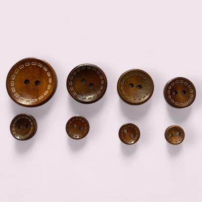 Brown wooden Buttons With Stitch Design 9mm To 25mm Knitting Sewing 2 Hole - Image 1 of 4