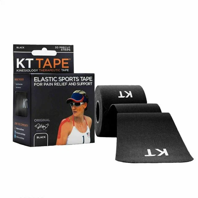KT TAPE Precut Elastic Kinesiology Theraeputic Tape - Black