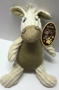 Petlou Pet Lou Natural DONKEY 10" Squeeky Crinkly Rope Tail Plush Dog Pup Toy - Picture 1 of 4