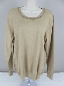 Jaclyn Smith Women's Beige Beaded Collar Pullover Sweater/Top Size XXL NWT - Picture 1 of 9