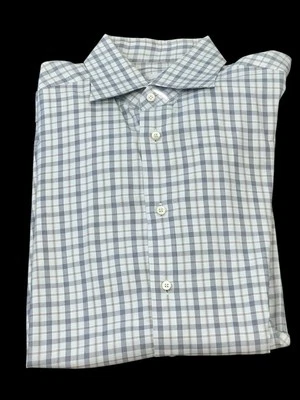 MEN'S ERMENEGILDO ZEGNA DRESS SHIRT GRAY PLAID BUTTON DOWN 42 16 LUXURY ITALY - Image 1 of 4
