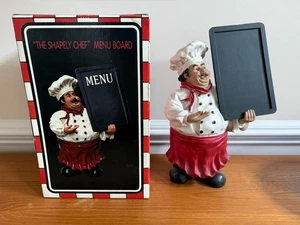 "Shapely Bistro Chef" Menu Blackboard Resin Figurine - Picture 1 of 7