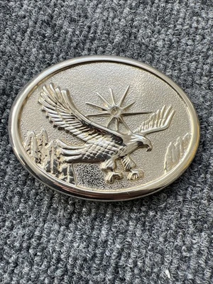 Vintage Flying Eagle Oval Belt Buckle with Solitaire Diamond embellishment Q101 - Image 1 of 4