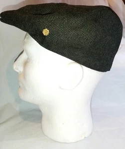 Voboom Men's Herringbone Flat Ivy Newsboy Cap Hat Green Wool Blend NWOT - Picture 1 of 4