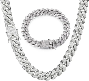 Kubanische Gliederkette für Herren, Silber Halskette und Armband, Miami Cuban Ketten, Bling D - Bild 1 von 12