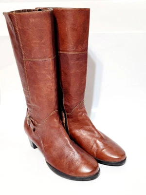 WOLKY 32010 Botas de Equitación Altas Cuero Rojo Marrón Cremallera Tacón Bloque Wms 42EU 11US Foto 1 de 4
