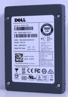Dell J19XM 800GB 2.5" SAS 12Gb/s Enterprise SSD – PowerEdge Server Drive - Image 1 of 4