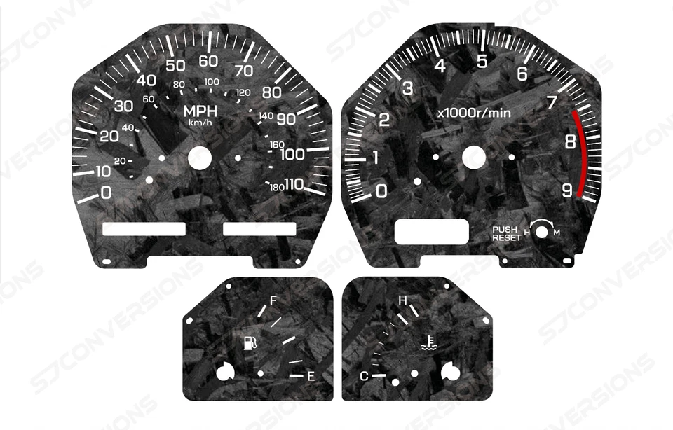 Nissan 180SX MPH Umbau Version 2 Custom Forged Carbon Dial Cards Gauges - Bild 1 von 1