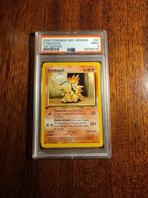 POKEMON 1st Edition Neo Genesis CYNDAQUIL 57/111 Common PSA 9 MINT Vintage WOTC - Image 1 of 2
