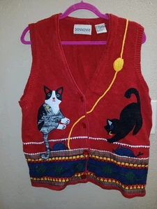 donnkenny Weste Kurzarm Strick Katze Mäuse Large - Bild 1 von 5