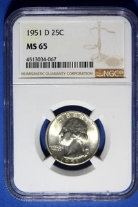 1951 D NGC MS65 Washington Quarter #B50680 - Picture 1 of 2