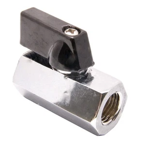 1/4" Mini Brass Ball Valve - Chrome Plated Female x Female NPT - Picture 1 of 5