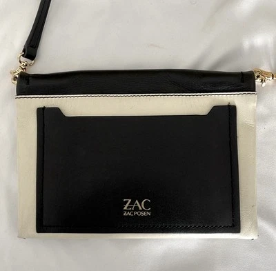 Zac Posen女式Eartha信封斜挎包手拿包黑色/白色8"x6"x1 — 第 1/4 张图片