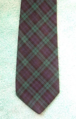 BLACK WATCH Tartan Plaid Tie - Necktie - Green - Blue - Black Cotton - Image 1 of 3