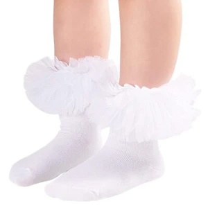 Girls Ruffle Socks Frilly Dress Socks Kids Lace Tutu Socks for Little Girls 4... - Picture 1 of 3