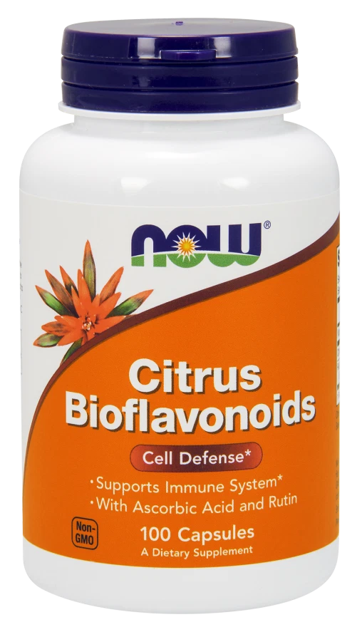 Bioflavonoides cítricos NOW Foods 1400 mg 100 cápsulas Sophora japonica/rutina/kosher Foto 1 de 2