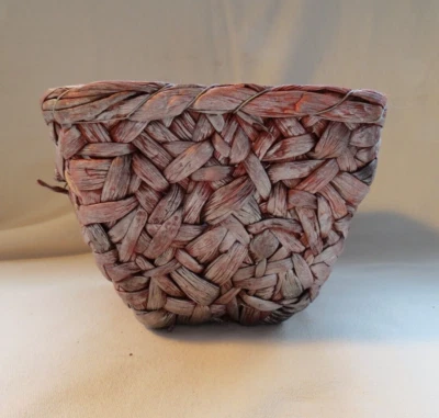 Handmade Woven Orange Basket Planter - Image 1 of 3