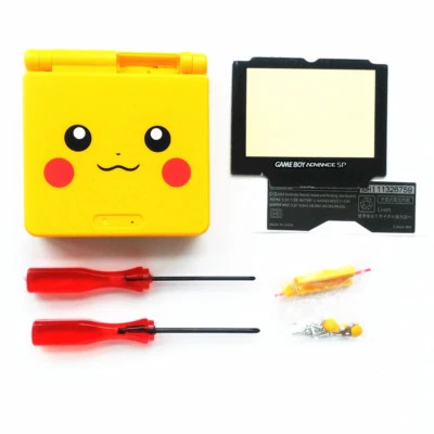 Yellow Pika GBA SP Housing Shell Case W/Red button FOR Gameboy Advance SP