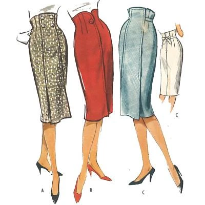 50s Pattern, Wiggle, Slim, Pencil, High Waisted - Waist=26-36.5" (66-115.5cm) - Image 1 of 4