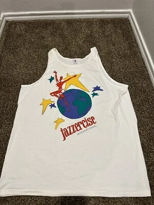 Camiseta sin mangas vintage años 90 JAZZERCISE ejercicio aeróbicos diversión fiesta estampado gráfico XL Foto 1 de 4