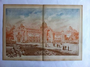 LITHOGRAPHIE EXPOSITION DE PARIS 1900 LE PALAIS DU COSTUME Projet FELIX - Bild 1 von 1