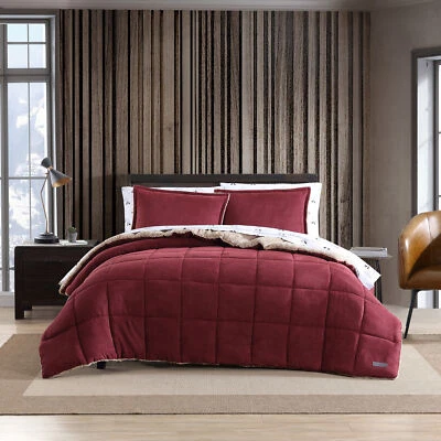 Eddie Bauer Suede Textured Comforter & Sham Sets (Sherwood-Dusty Red) - Image 1 of 4