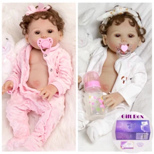 Reborn Baby Twins giocattolo realistico vero neonato bambina corpo intero vinile silicone - Foto 1 di 12