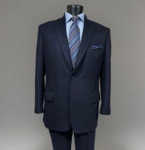 Paul Stuart Wool Midnight Blue Royal Stripe Men’s Suit 41 R - Picture 1 of 14