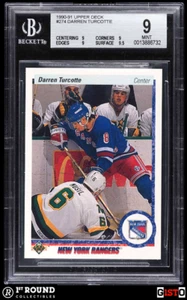 POP 1 Darren Turcotte BGS 9: 1990-91 Upper Deck '91-92 Hologram Back Rookie Card - Picture 1 of 3