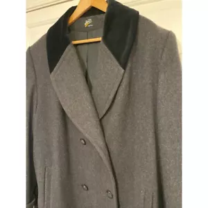 Abrigo de Lana J&D Doble Pecho Cuello Terciopelo Gris Hecho en EE. UU. 2XL - Imagen 1 de 9
