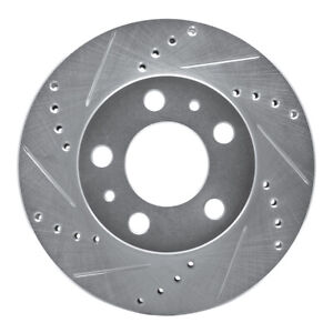 Disc Brake Rotor-Brake Rotor - Drilled And Slotted - Silver Front Left DFC
