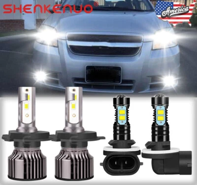 For Chevrolet Aveo 2004-2008 LED Headlight Hi&Lo Beam +Fog Light Bulbs Combo 4X - Image 1 of 4