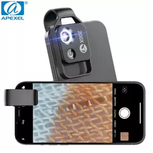 Clip de microscopio de aumento APEXEL HD Digital Mini 200x con LED CPL para teléfono - Imagen 1 de 10