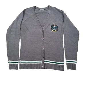 Box Lunch Cardigan Womens Gray Knit Harry Potter Slytherin Crested Raglan - Picture 1 of 11