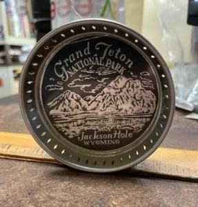 Vintage Grand Teton National Park – Jackson Hole, Wyoming Metal Souvenir Ashtray - Picture 1 of 14