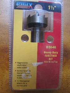Forstner Bit 1.5" Heavy DutySt eelex D36 46 Forstner Bit with Screw Tip NEW - Picture 1 of 3