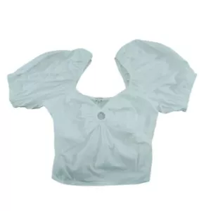 Crop top Sim & Sam bianco cotone manica a sbuffo con scollo a cuore taglia L - Foto 1 di 8