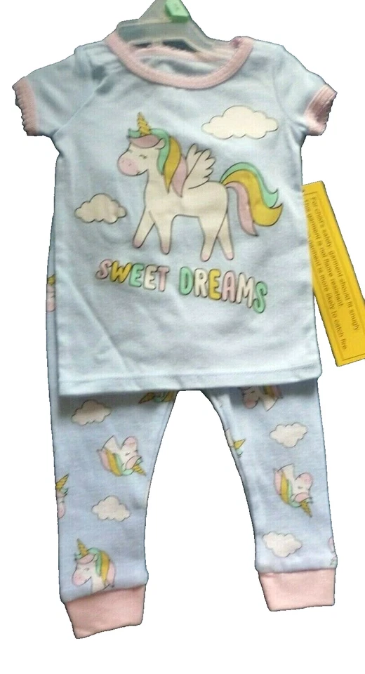 Conjunto Pijama Niña Talla 9 Meses Dulces Sueños 2 Piezas Azul Unicornio Nuevo Foto 1 de 1