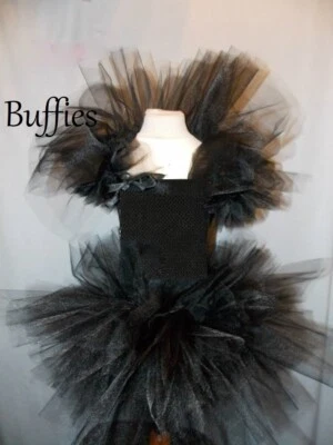  Girls Black Swan Witch dancer Ballet costume Tutu dress Fancy dress Halloween - Image 1 of 2