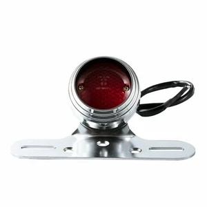 Motorcycle Chrome Tail Brake Stop Light Lamp Red Lens For Harley Chopper Bobber - Picture 1 of 3