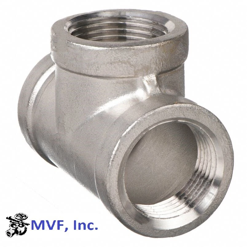 3" 150 Female NPT Pipe Tee Cast 304 Stainless Steel Fitting SS031141304 - Image 1 of 4