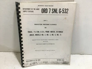ORD 7 SNL G-532. Camión, 7-1/2 toneladas, 6x6, Prime Mover, con cabrestante. MDLS 2,3,6,7.1959 - Imagen 1 de 4