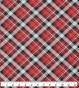 Tela Navidad Rojo Negro Blanco Cuadros Diagonal 100% Algodón Franela 1 Yarda 43" - Imagen 1 de 2