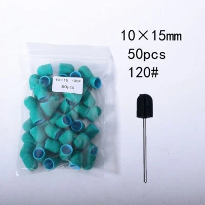50Ppc/Set Nail Sanding Caps With Rubber Nail Drill Bit Electric Nail Clean Burr - Image 1 of 4