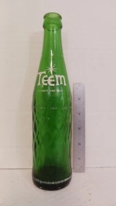 Vintage 1960's Teem Lemon Lime Soda Green Bottle White Dots Pepsi FREE SHIP - Picture 1 of 5