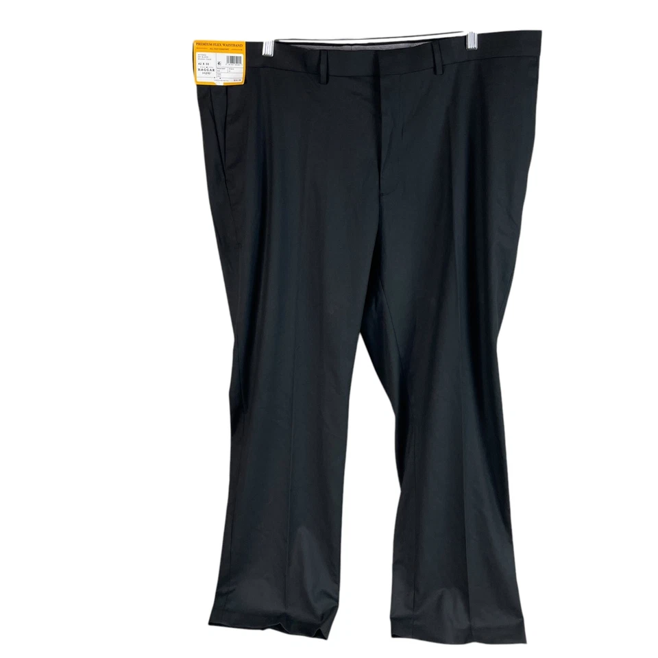 Haggar Mens Premium Stretch Suit Dress Pant 42x30 Tailored Fit Black Stretch