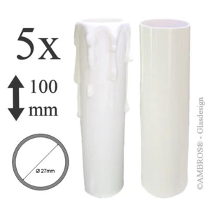 5xE14 Casquillo De Vela Ø 27/29mm Blanco 100mm Con / Sin Goteo~Candelabro - Imagen 1 de 4