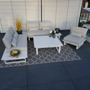 ICM Gartenlounge Set Grenoble weiß Aluminium Gartenmöbel Loungemöbel Lounge Alu - Bild 1 von 11
