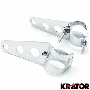 Motorcycle 31mm-37mm Headlight Mount Bracket Fork Ear Chopper Cafe Racer Chrome - Picture 1 of 6