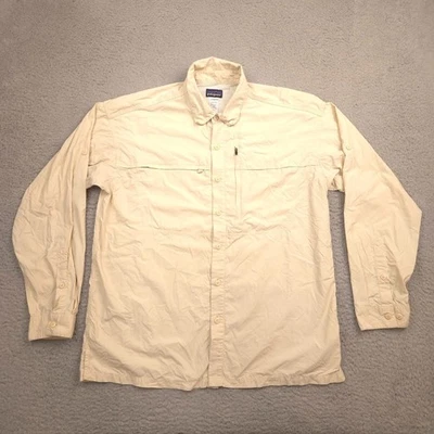 Camisa Sombrilla Patagonia Hombre Grande Beige Manga Larga Nylon Pesca Senderismo Foto 1 de 4